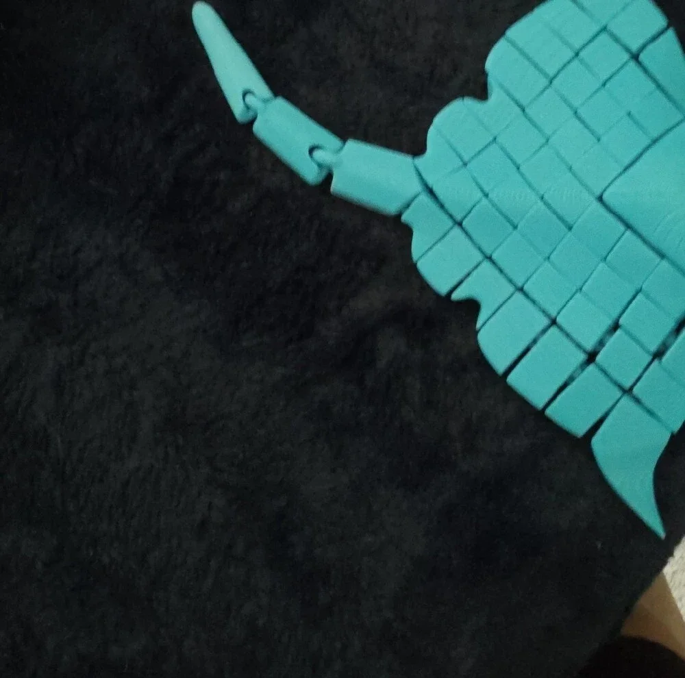 Turquoise Manta Ray 3d Printed